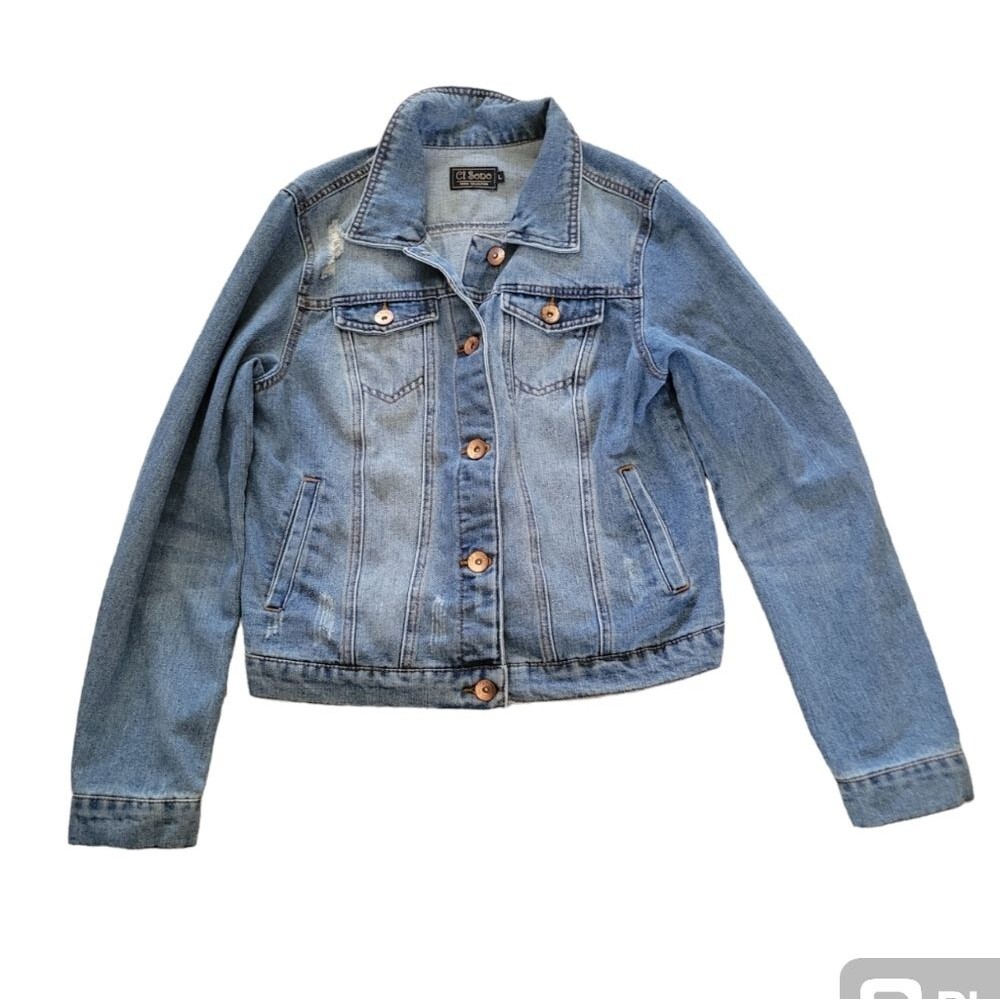 Ci Sono Distressed Denim Jacket Size Large